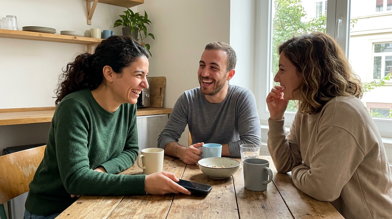 Real corporate team discussing an internal communications campaign